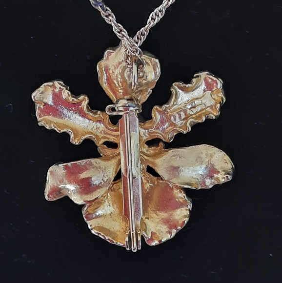 24K Gold Plated Singapore Orchid Copper Brooch/Pendant - Picture 5 of 7